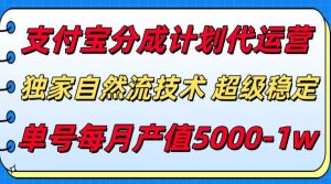 支付宝分成计划代运营，最新自然流技术，收益稳定，单号月产5000＋！-必智轻创社