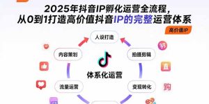2025年抖音IP孵化运营全流程,从0到1打造高价值抖音IP的完整运营体系-必智轻创社