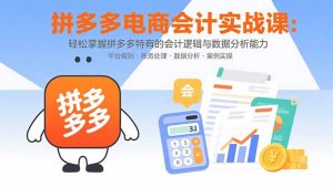 拼多多电商会计实战课:轻松掌握拼多多特有的会计逻辑与数据分析能力-必智轻创社