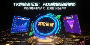TK跨境高阶班:ADS数据深度解析,常见问题诊断与优化,数据驱动选品方法-必智轻创社